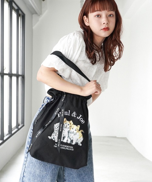 PAUL & JOE ACCESSOIRES（ポールアンドジョーアクセソワ）の「PAUL & JOE ACCESSOIRES (ポール＆ジョーアクセソワ)キャンバス巾着トートバッグバッグ スリーキャッツ PJA-B1013（トートバッグ・レディース・アイボリー/ブラック・FREE）」の21枚目の写真