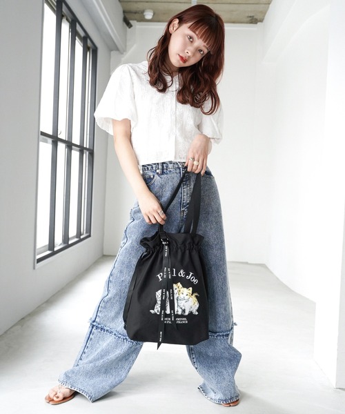 PAUL & JOE ACCESSOIRES（ポールアンドジョーアクセソワ）の「PAUL & JOE ACCESSOIRES (ポール＆ジョーアクセソワ)キャンバス巾着トートバッグバッグ スリーキャッツ PJA-B1013（トートバッグ・レディース・アイボリー/ブラック・FREE）」の22枚目の写真