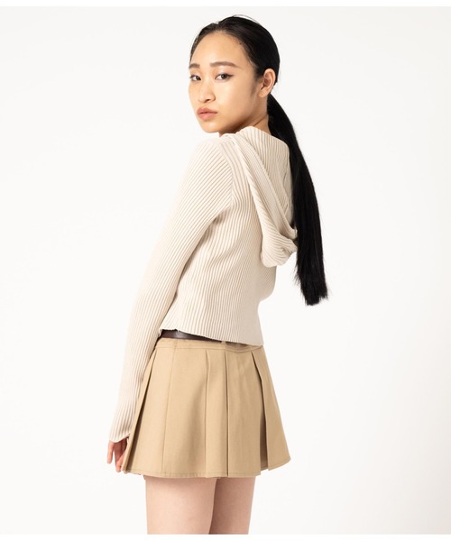 ANAP（アナップ）の「ダブルジップ リブニット フード トップス（ニット/セーター・レディース・モスグリーン/アイボリー/ブラック・FREE）」の5枚目の写真