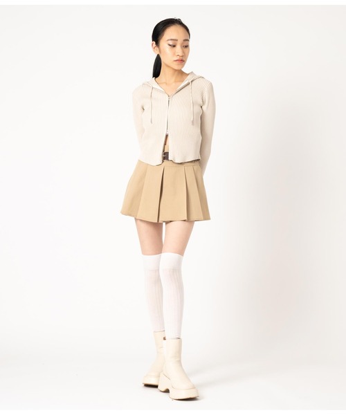 ANAP（アナップ）の「ダブルジップ リブニット フード トップス（ニット/セーター・レディース・モスグリーン/アイボリー/ブラック・FREE）」の7枚目の写真