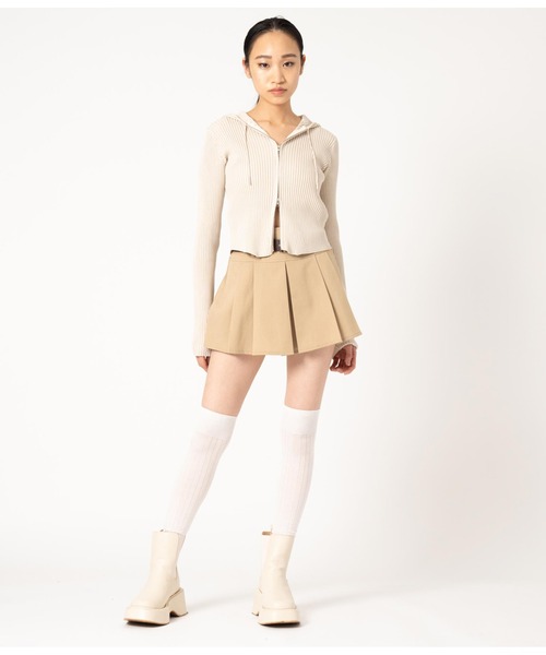 ANAP（アナップ）の「ダブルジップ リブニット フード トップス（ニット/セーター・レディース・モスグリーン/アイボリー/ブラック・FREE）」の8枚目の写真