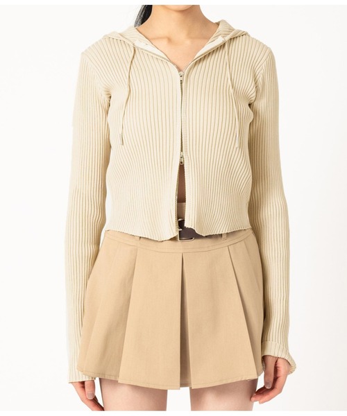 ANAP（アナップ）の「ダブルジップ リブニット フード トップス（ニット/セーター・レディース・モスグリーン/アイボリー/ブラック・FREE）」の16枚目の写真