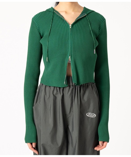 ANAP（アナップ）の「ダブルジップ リブニット フード トップス（ニット/セーター・レディース・モスグリーン/アイボリー/ブラック・FREE）」の18枚目の写真