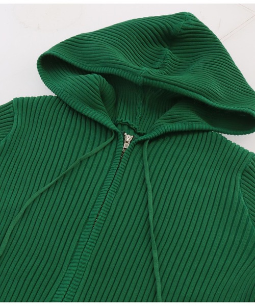 ANAP（アナップ）の「ダブルジップ リブニット フード トップス（ニット/セーター・レディース・モスグリーン/アイボリー/ブラック・FREE）」の20枚目の写真