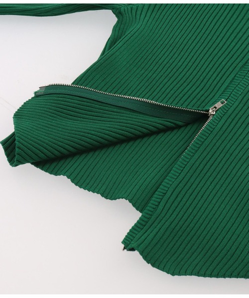 ANAP（アナップ）の「ダブルジップ リブニット フード トップス（ニット/セーター・レディース・モスグリーン/アイボリー/ブラック・FREE）」の21枚目の写真