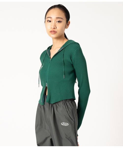 ANAP（アナップ）の「ダブルジップ リブニット フード トップス（ニット/セーター・レディース・モスグリーン/アイボリー/ブラック・FREE）」の14枚目の写真