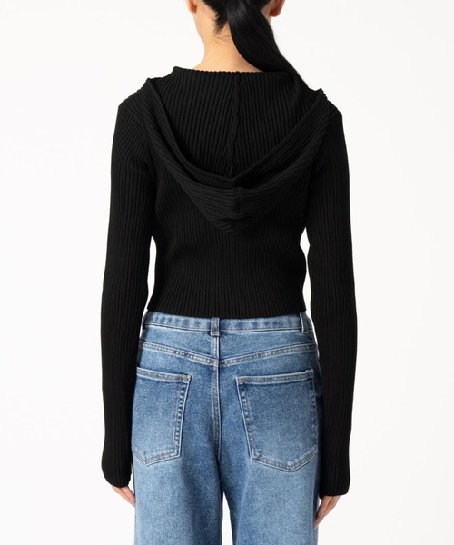 ANAP（アナップ）の「ダブルジップ リブニット フード トップス（ニット/セーター・レディース・モスグリーン/アイボリー/ブラック・FREE）」の19枚目の写真