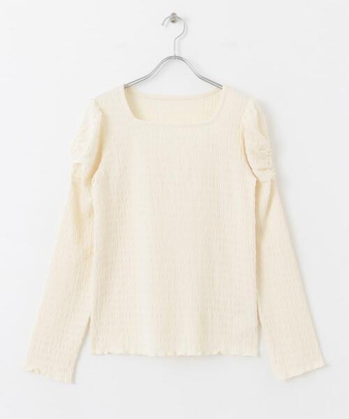 HEYUMM(ヘユム)の「パワーショルダートップ(Tシャツ/カットソー・レディース・アイボリー/チャコールグレー/オレンジ・ONE)」の11枚目の写真