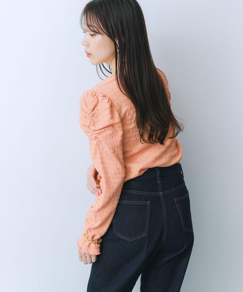 HEYUMM(ヘユム)の「パワーショルダートップ(Tシャツ/カットソー・レディース・アイボリー/チャコールグレー/オレンジ・ONE)」の21枚目の写真