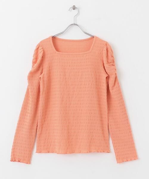 HEYUMM（ヘユム）の「パワーショルダートップ（Tシャツ/カットソー・レディース・アイボリー/チャコールグレー/オレンジ・ONE）」の20枚目の写真