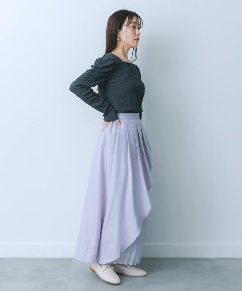 HEYUMM（ヘユム）の「パワーショルダートップ（Tシャツ/カットソー・レディース・アイボリー/チャコールグレー/オレンジ・ONE）」の7枚目の写真