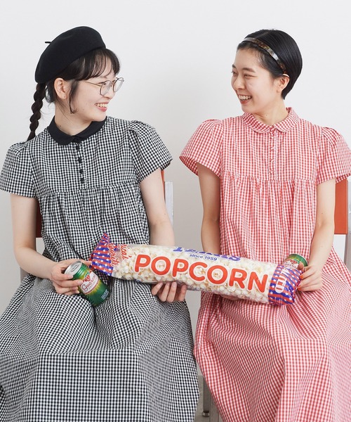 美品　チャイルドウーマン ギンガムチェックパフスリーブワンピース セール】【WEB別注】 ギンガムチェックパフスリーブワンピース