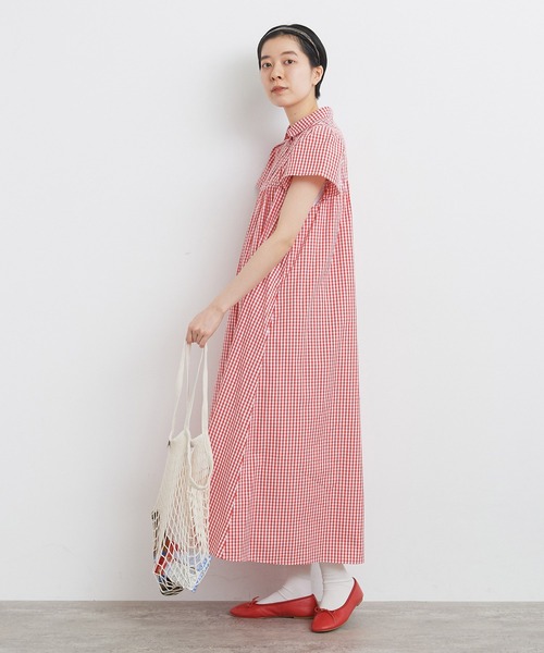 CHILD WOMAN（チャイルドウーマン）の「【WEB別注】 ギンガムチェックパフスリーブワンピース（ワンピース・レディース・ブラック/レッド/レッド系その他・FREE）」の9枚目の写真