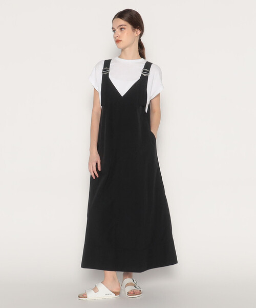 DANTON ダントン リネン混 ストライプ サロペット size36/グレー系