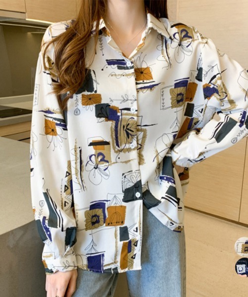 Miniministore(ミニミニストア)の「とろみ ブラウスシャツ ゆったり 長袖(シャツ/ブラウス・レディース・ホワイト/ブラック・M/XL/L)」の2枚目の写真