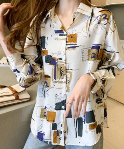 Miniministore(ミニミニストア)の「とろみ ブラウスシャツ ゆったり 長袖(シャツ/ブラウス・レディース・ホワイト/ブラック・M/XL/L)」の5枚目の写真
