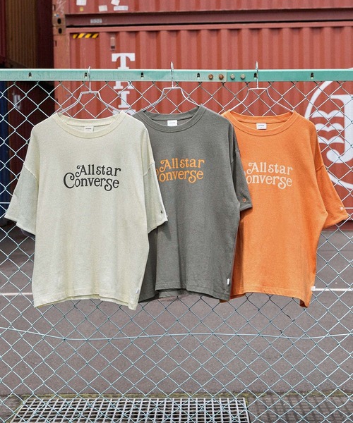 CONVERSE（コンバース）の「CONVERSE/コンバース ロゴプリント ロールアップカラー ネップスラブ半袖Tシャツ（Tシャツ/カットソー・レディース・オフホワイト/スミクロ/オレンジ・M）」の21枚目の写真