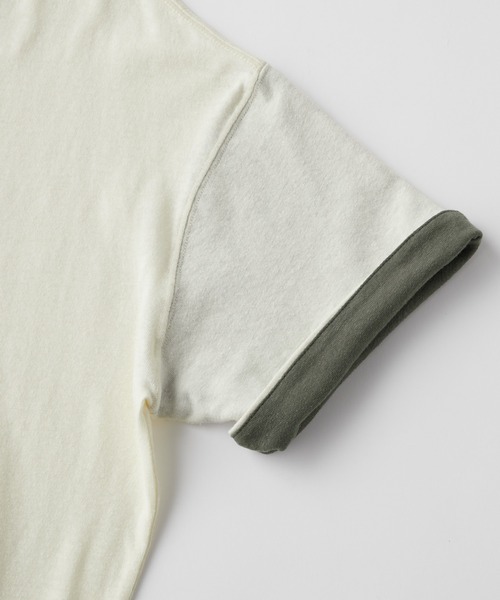 CONVERSE（コンバース）の「CONVERSE/コンバース ロゴプリント ロールアップカラー ネップスラブ半袖Tシャツ（Tシャツ/カットソー・レディース・オフホワイト/スミクロ/オレンジ・M）」の10枚目の写真