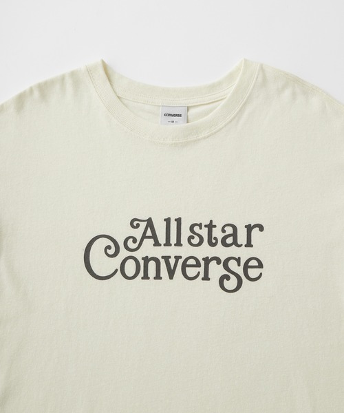 CONVERSE（コンバース）の「CONVERSE/コンバース ロゴプリント ロールアップカラー ネップスラブ半袖Tシャツ（Tシャツ/カットソー・レディース・オフホワイト/スミクロ/オレンジ・M）」の13枚目の写真