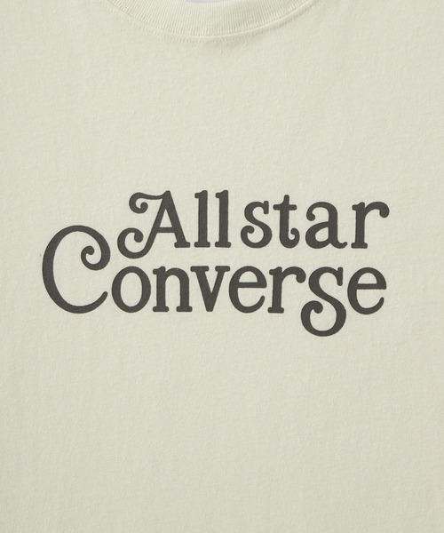 CONVERSE（コンバース）の「CONVERSE/コンバース ロゴプリント ロールアップカラー ネップスラブ半袖Tシャツ（Tシャツ/カットソー・レディース・オフホワイト/スミクロ/オレンジ・M）」の14枚目の写真