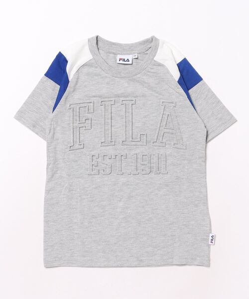 FILA(フィラ)の「FILA/フィラ エンボス加工半袖Tシャツ(Tシャツ/カットソー・キッズ・杢グレー/グリーン・130/140/150/160)」の1枚目の写真