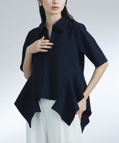 UNITED TOKYO（ユナイテッドトウキョウ）の「フレアカットトップス（Tシャツ/カットソー・レディース・ネイビー/アイボリー・FREE）」の12枚目の写真