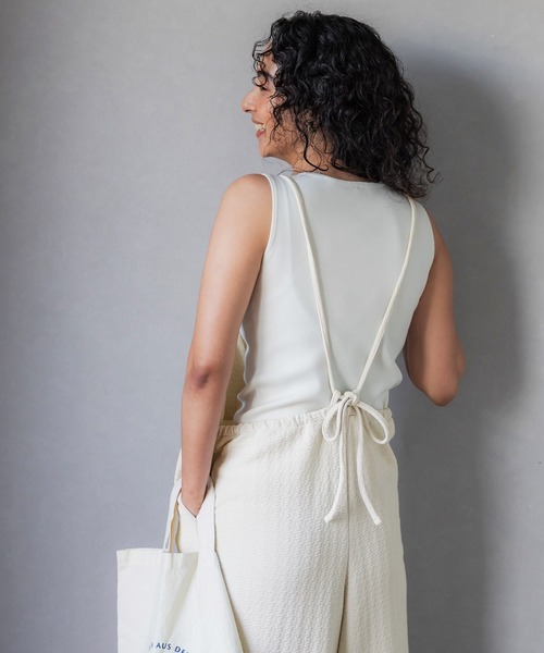 coca（coca）（コカ）の「ジャカードエンボスサロペット（サロペット/オーバーオール・レディース・ブラック/アイボリー・L/M）」の7枚目の写真