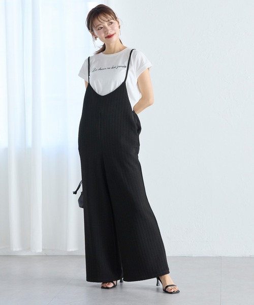 coca（coca）（コカ）の「ジャカードエンボスサロペット（サロペット/オーバーオール・レディース・ブラック/アイボリー・L/M）」の9枚目の写真