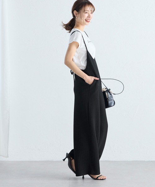 coca（coca）（コカ）の「ジャカードエンボスサロペット（サロペット/オーバーオール・レディース・ブラック/アイボリー・L/M）」の8枚目の写真