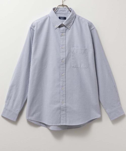 NAVY(ネイビー)の「NAVY オックスフォードベーシックシャツ(シャツ/ブラウス・メンズ・ホワイト×グレー/ホワイト×ブルー/ホワイト/グレー/サックスブルー・S/M/L/XL)」の3枚目の写真