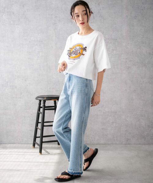 WEGO（ウィゴー）の「WEGO/グラフィックショートT（Tシャツ/カットソー・レディース・ホワイト/その他1/オフホワイト/グリーン・MEDIUM/SMALL）」の7枚目の写真