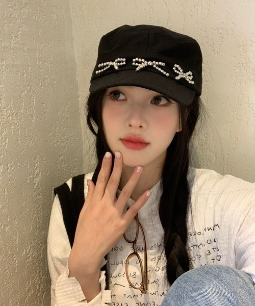 LAC-VERT（ラック・ヴェール）の「リボン刺繍キャップ（キャップ・レディース・ホワイト/ピンク/ネイビー/ライトブルー/その他3/その他2/その他1・FREE）」の7枚目の写真