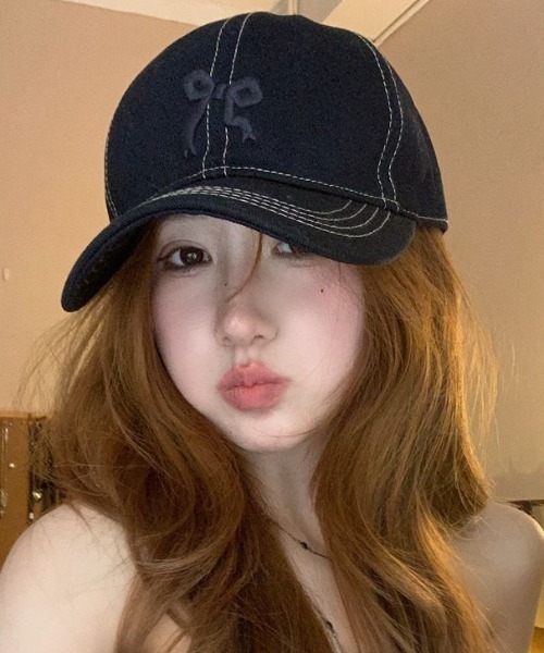 LAC-VERT（ラック・ヴェール）の「リボン刺繍キャップ（キャップ・レディース・ホワイト/ピンク/ネイビー/ライトブルー/その他3/その他2/その他1・FREE）」の4枚目の写真