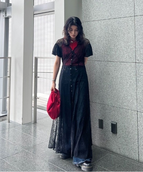 トップス ameri セール】2PIECE SHEER LONG KNIT TOP（その他トップス）｜Ameri