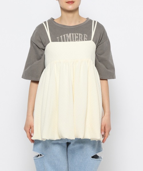 mysty woman（ミスティウーマン）の「フクレジャガードバルーンキャミ　120986（その他トップス・レディース・ブラック/オフホワイト・FREE）」の8枚目の写真