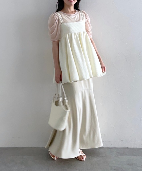 mysty woman（ミスティウーマン）の「フクレジャガードバルーンキャミ　120986（その他トップス・レディース・ブラック/オフホワイト・FREE）」の5枚目の写真