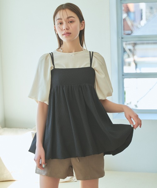 mysty woman（ミスティウーマン）の「フクレジャガードバルーンキャミ　120986（その他トップス・レディース・ブラック/オフホワイト・FREE）」の18枚目の写真