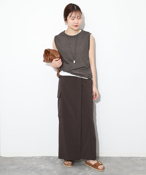 SLOBE IENA（スローブイエナ）の「《追加》スラブ天竺ノースリーブTEE（Tシャツ/カットソー・レディース・スカイブルー/ピンク系その他/チャコールグレー/ホワイト・FREE）」の12枚目の写真