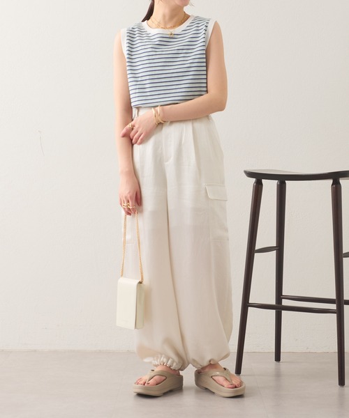 STAR&STRIPE（スターアンドストライプ）の「STAR&STRIPE/クロップドボーダータンク（タンクトップ・レディース・グリーン/ブルー・MEDIUM）」の4枚目の写真