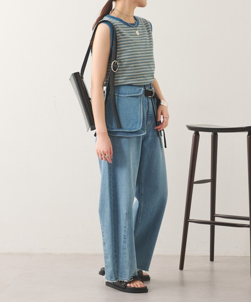 STAR&STRIPE（スターアンドストライプ）の「STAR&STRIPE/クロップドボーダータンク（タンクトップ・レディース・グリーン/ブルー・MEDIUM）」の16枚目の写真