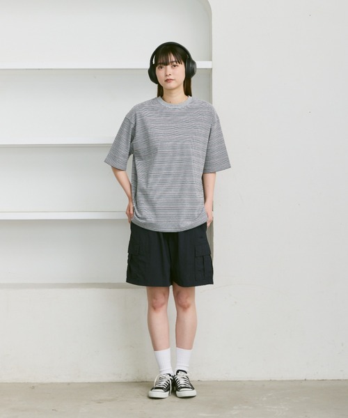 flaner（フラネ）の「Loose multi border tee / ルーズマルチボーダーT（Tシャツ/カットソー・レディース・グレー/ブラック・LARGE/MEDIUM）」の20枚目の写真