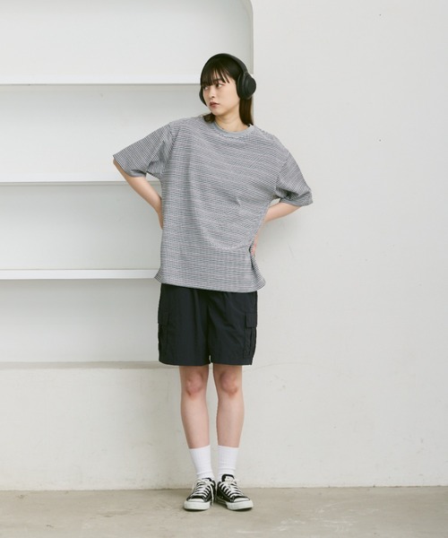 flaner（フラネ）の「Loose multi border tee / ルーズマルチボーダーT（Tシャツ/カットソー・レディース・グレー/ブラック・LARGE/MEDIUM）」の21枚目の写真