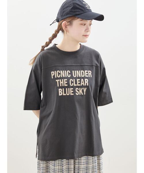 Samansa Mos2（サマンサ モスモス）の「【抗菌防臭】遊びたくなるカジュアルロゴT（Tシャツ/カットソー・レディース・オフホワイト/チャコールグレー/シルバーグレー・F）」の8枚目の写真