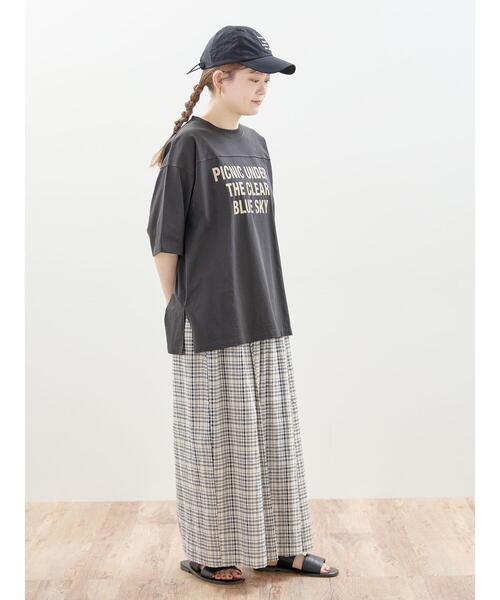 Samansa Mos2（サマンサ モスモス）の「【抗菌防臭】遊びたくなるカジュアルロゴT（Tシャツ/カットソー・レディース・オフホワイト/チャコールグレー/シルバーグレー・F）」の10枚目の写真