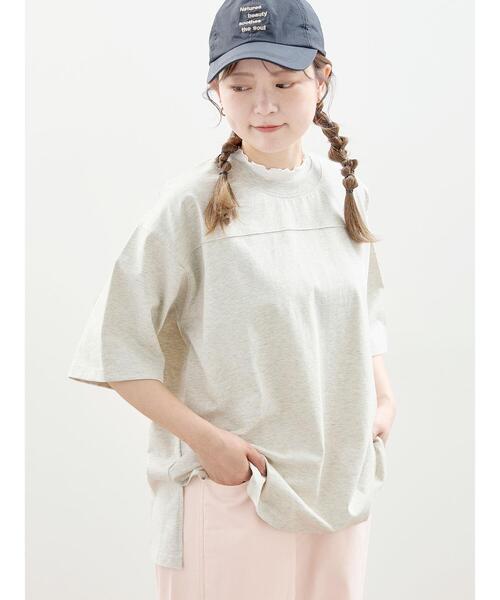 Samansa Mos2（サマンサ モスモス）の「【抗菌防臭】遊びたくなるカジュアルロゴT（Tシャツ/カットソー・レディース・オフホワイト/チャコールグレー/シルバーグレー・F）」の4枚目の写真