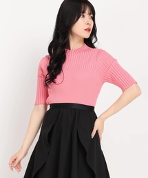 ﾘﾌﾞ編地変化5分袖ﾆｯﾄ