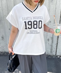 ネックラインロゴフレンチスリーブTEE