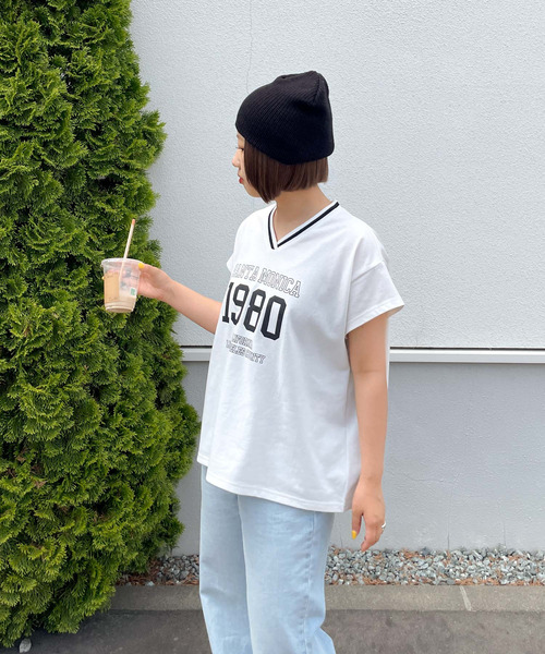 Chillfar（チルファー）の「ネックラインロゴフレンチスリーブTEE（Tシャツ/カットソー・レディース・ネイビー/チャコール/オートミール/ホワイト・FREE）」の12枚目の写真
