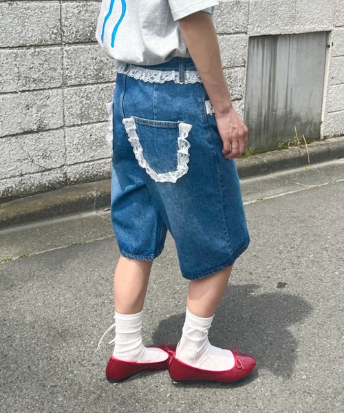 SOLLON.（ソルロン）の「レースデニムハーフパンツ（デニムパンツ・レディース・ブルー・M/L）」の7枚目の写真