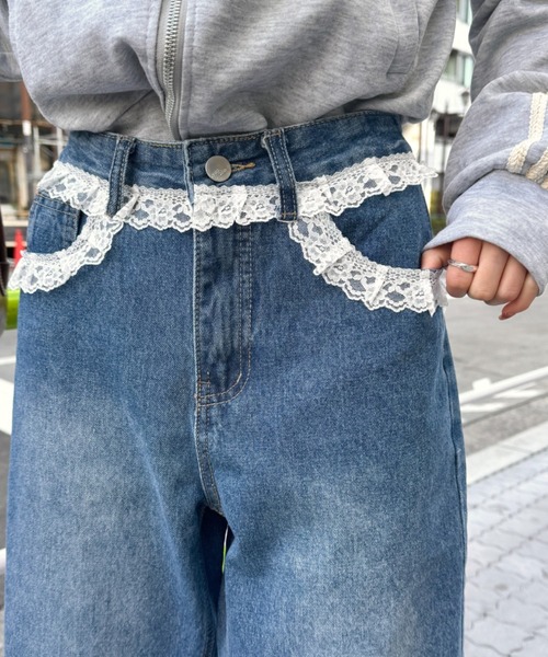 SOLLON.（ソルロン）の「レースデニムハーフパンツ（デニムパンツ・レディース・ブルー・M/L）」の9枚目の写真